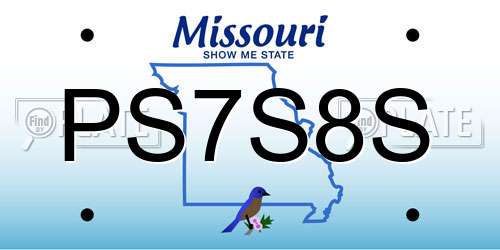 PS7S8S Missouri License Plate