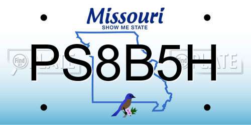 PS8B5H Missouri License Plate