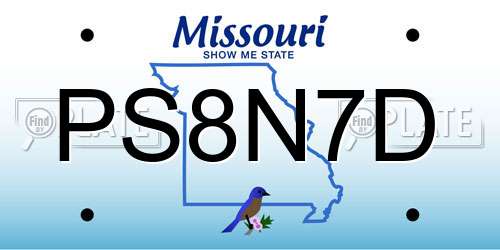 PS8N7D Missouri License Plate