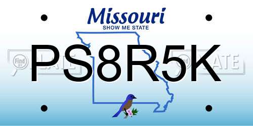 PS8R5K Missouri License Plate
