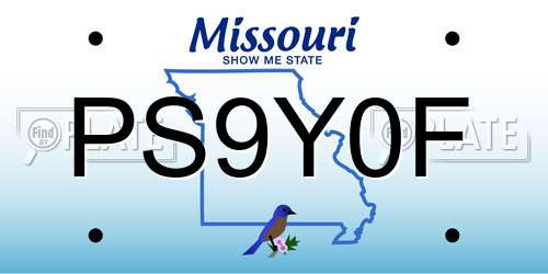 PS9Y0F Missouri License Plate
