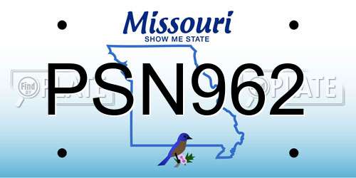 PSN962 Missouri License Plate