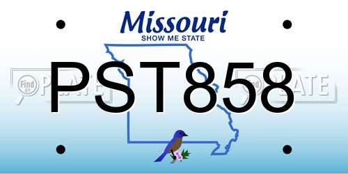 PST858 Missouri License Plate
