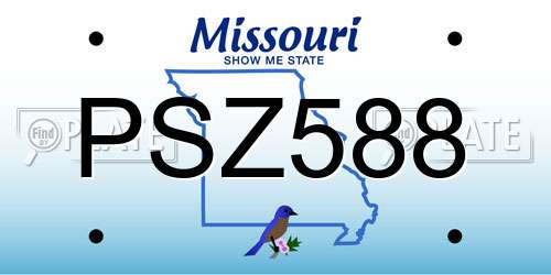 PSZ588 Missouri License Plate