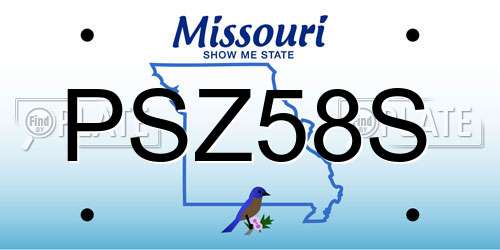 PSZ58S Missouri License Plate