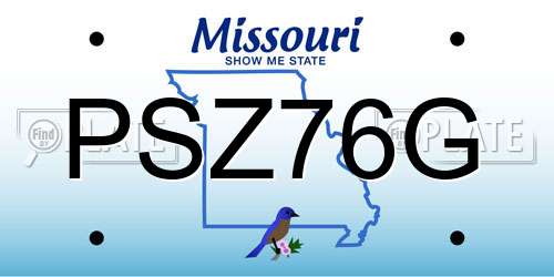 PSZ76G Missouri License Plate