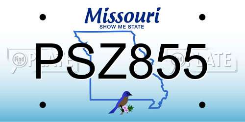 PSZ855 Missouri License Plate