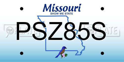 PSZ85S Missouri License Plate