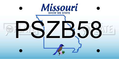PSZB58 Missouri License Plate