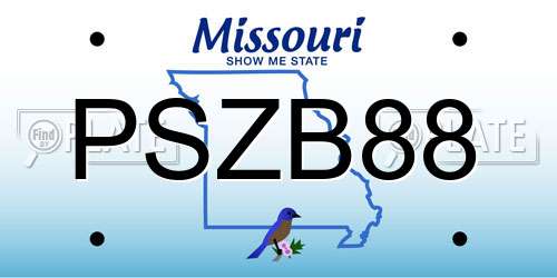 PSZB88 Missouri License Plate