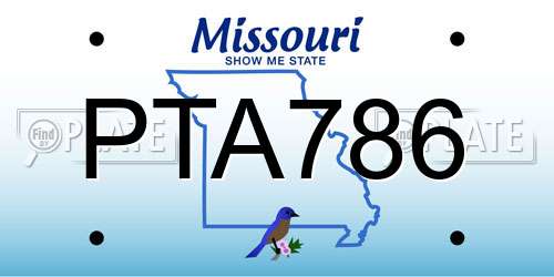 PTA786 Missouri License Plate