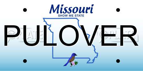 PULOVER Missouri License Plate