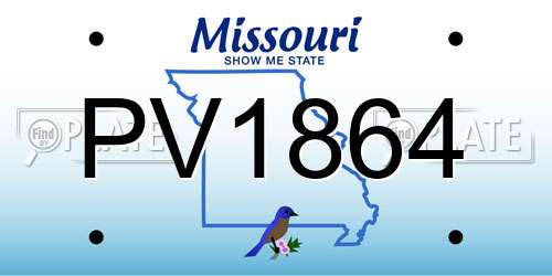 PV1864 Missouri License Plate