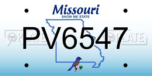 PV6547 Missouri License Plate