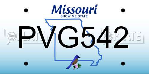 PVG542 Missouri License Plate