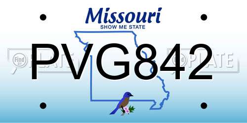 PVG842 Missouri License Plate