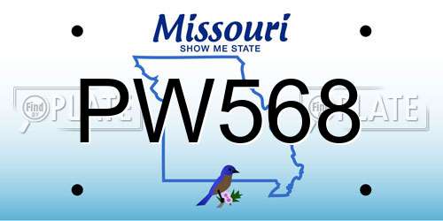 PW568 Missouri License Plate