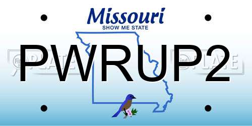 PWRUP2 Missouri License Plate