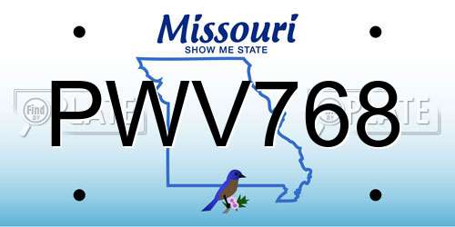 PWV768 Missouri License Plate