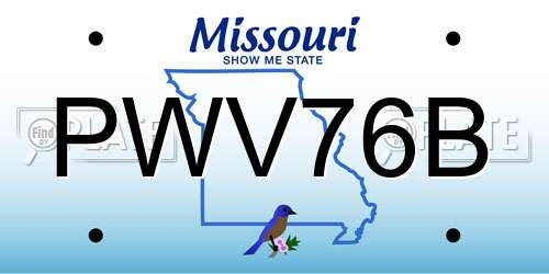 PWV76B Missouri License Plate