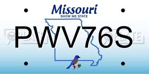 PWV76S Missouri License Plate