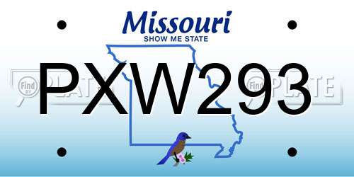 PXW293 Missouri License Plate