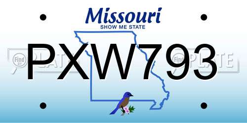 PXW793 Missouri License Plate
