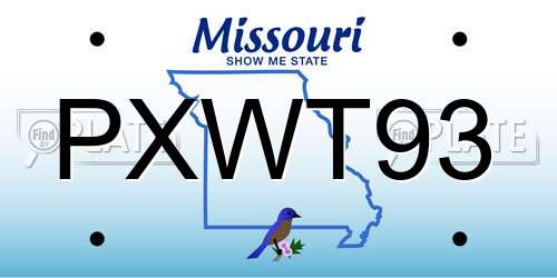 PXWT93 Missouri License Plate