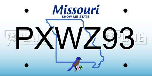 PXWZ93 Missouri License Plate