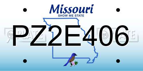 PZ2E406 Missouri License Plate