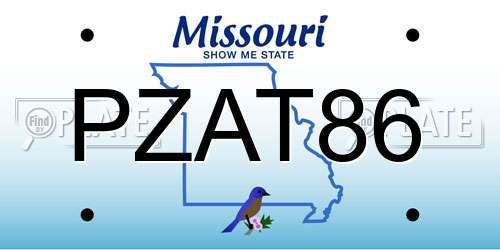 PZAT86 Missouri License Plate