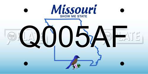 Q005AF Missouri License Plate