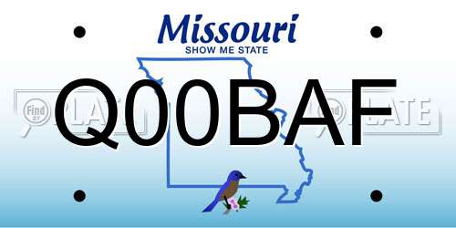 Q00BAF Missouri License Plate