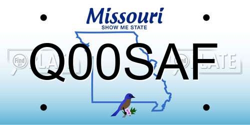 Q00SAF Missouri License Plate