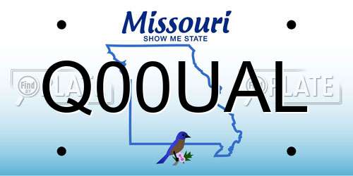 Q00UAL Missouri License Plate