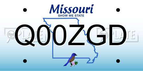 Q00ZGD Missouri License Plate