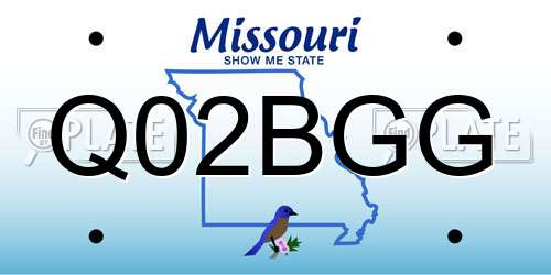 Q02BGG Missouri License Plate