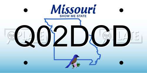 Q02DCD Missouri License Plate