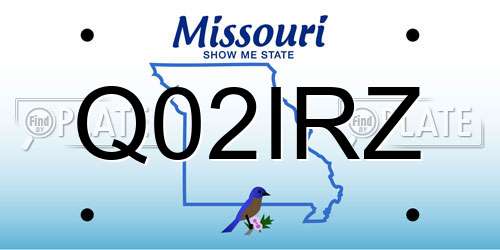 Q02IRZ Missouri License Plate