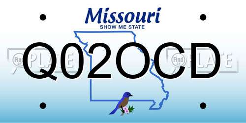 Q02OCD Missouri License Plate