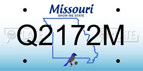 Q2172M Missouri License Plate