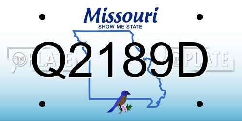 Q2189D Missouri License Plate