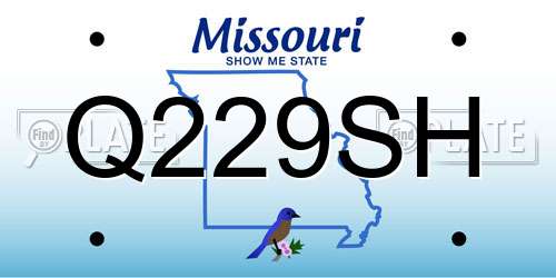 Q229SH Missouri License Plate