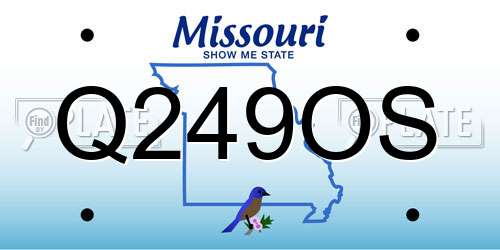 Q249OS Missouri License Plate