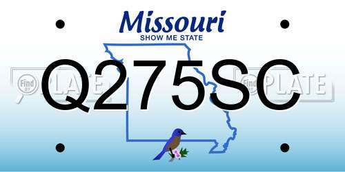 Q275SC Missouri License Plate