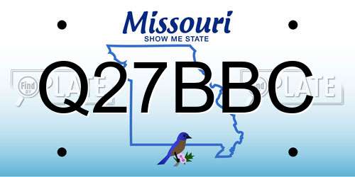 Q27BBC Missouri License Plate