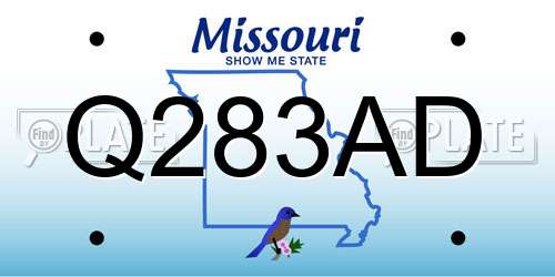 Q283AD Missouri License Plate