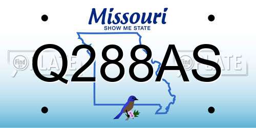 Q288AS Missouri License Plate