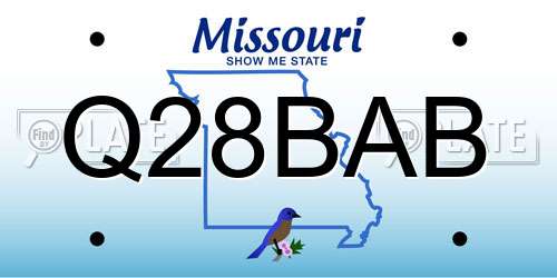 Q28BAB Missouri License Plate