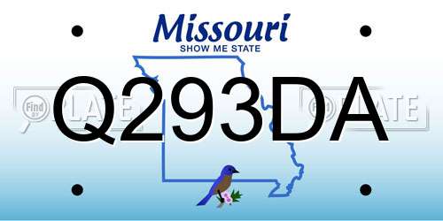 Q293DA Missouri License Plate